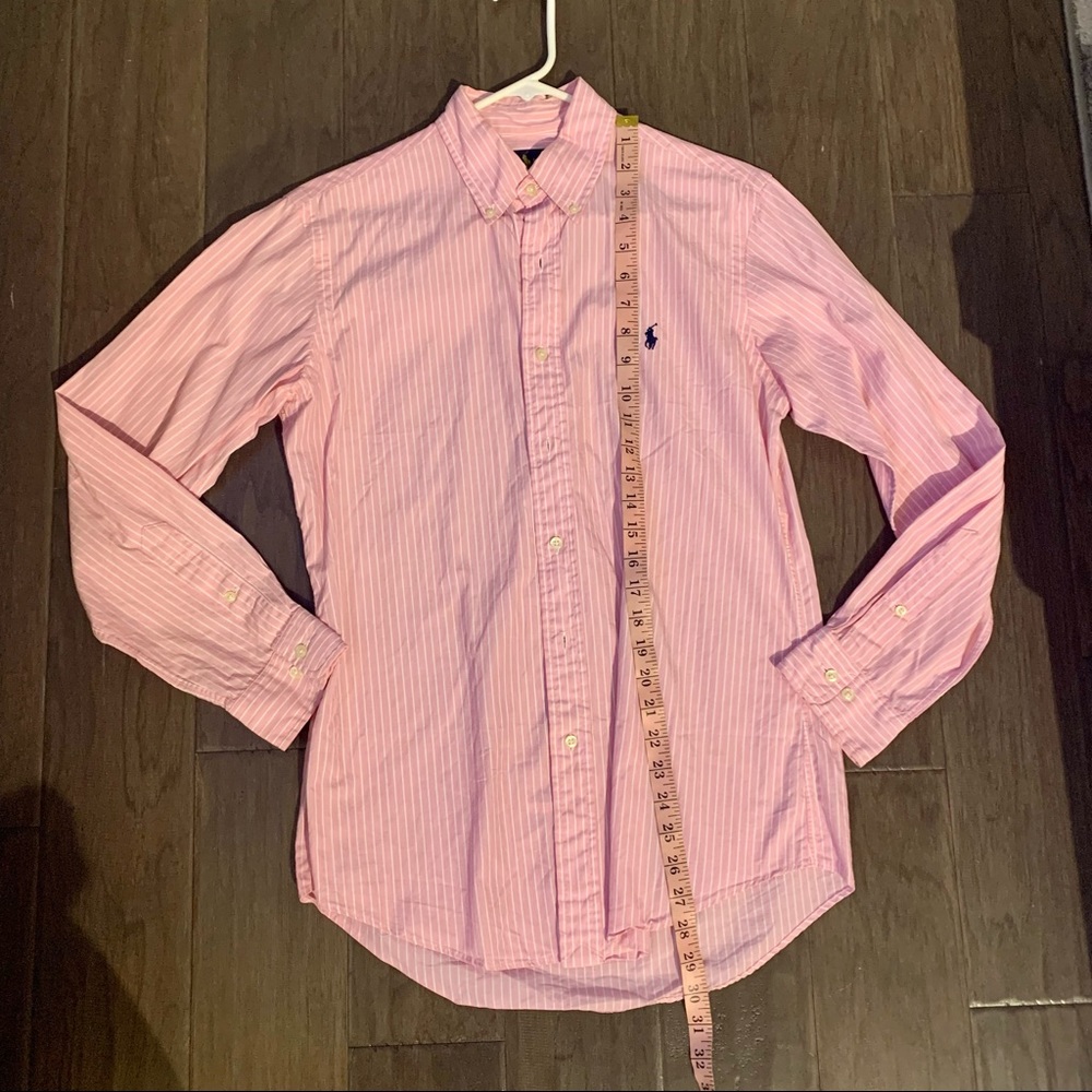Pink pinstripe Ralph Lauren long sleeve shirt size medium